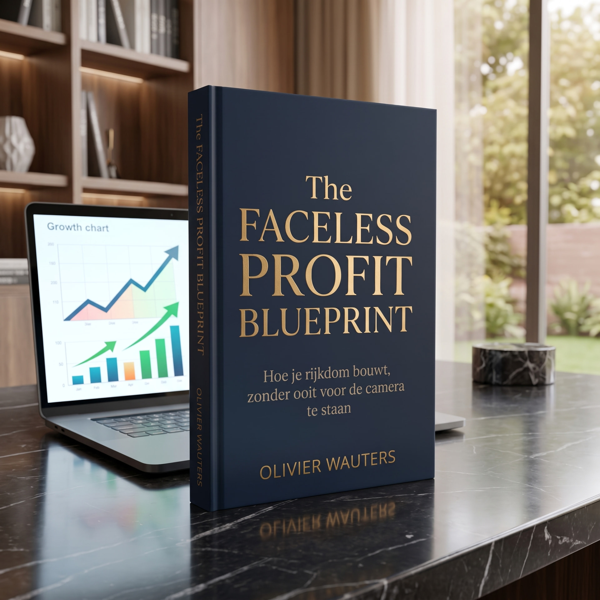 The Faceless Profit Blueprint 3D e-bookcover van Olivier Wauters